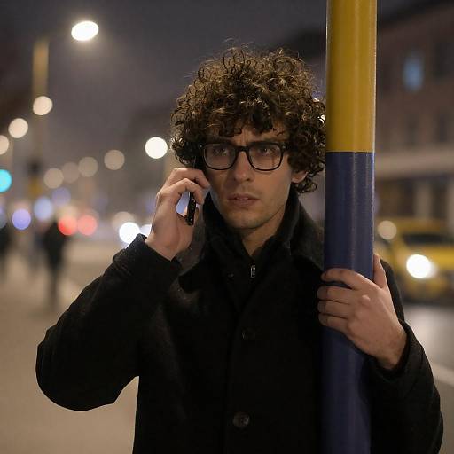 Urban Night Portrait with Snowy Background