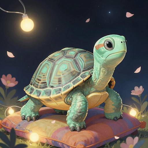 Mint-Green Turtle in Cosmic Fantasy