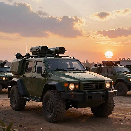 Futuristic Military Base at Sunset