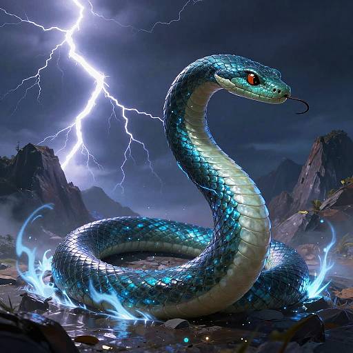 Electric Sky Serpent Over Mountains
