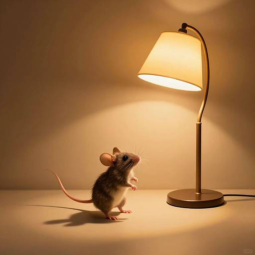 Playful Mouse Dancing Under Warm Lamp
