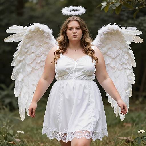 Plus Size Woman Dressed as Angel