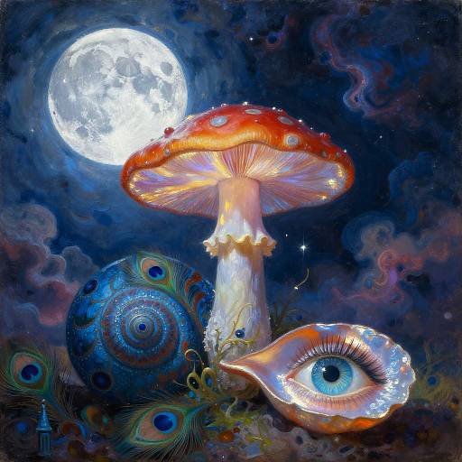 Mystical Night Scene in Oil Painting