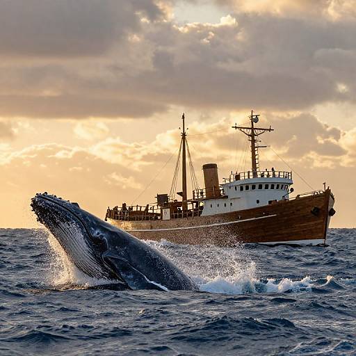 Dramatic 19th Century Whaling Scene