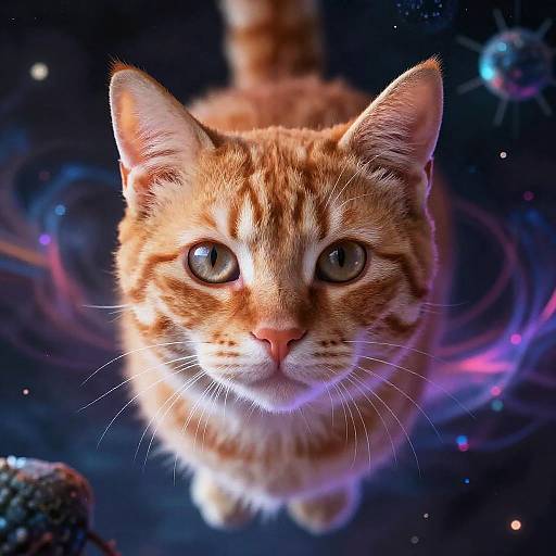 Futuristic Orange Cat with Human Face
