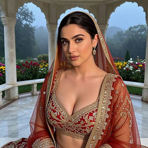 Elegant Woman in Banarasi Lehenga