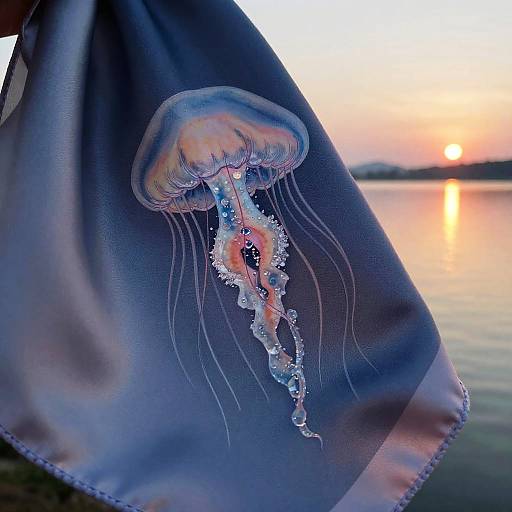 Crystalline Jellyfish Silk Scarf Close-Up