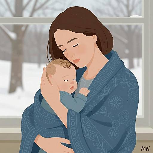 Warm Embrace: Mother and Child in Winter