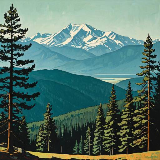 Geometric Mountain Landscape Painting