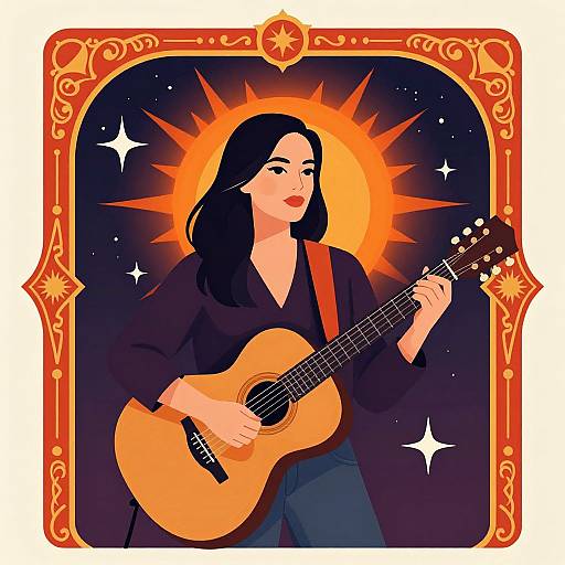 Vintage Tarot Woman with Guitar