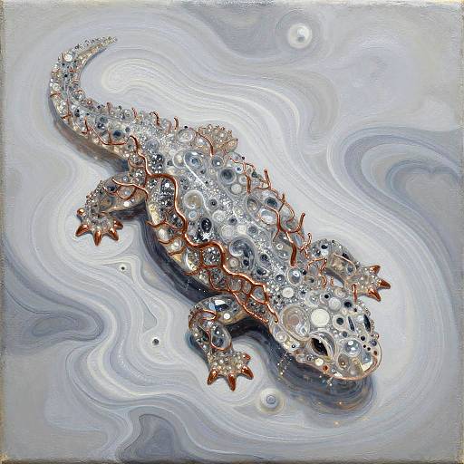 Futuristic Crystalline Salamander Artwork