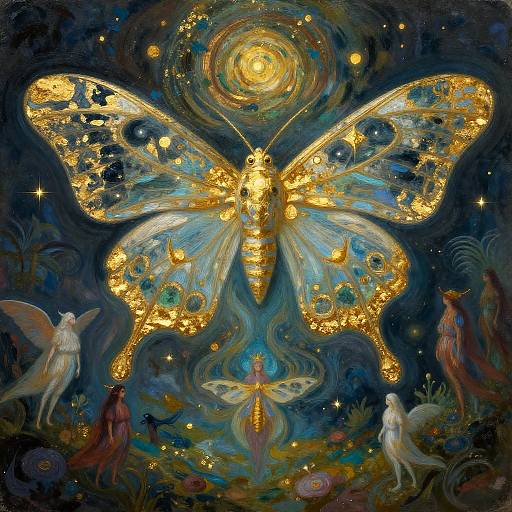 Phosphorescent Moth on Gold Vellum