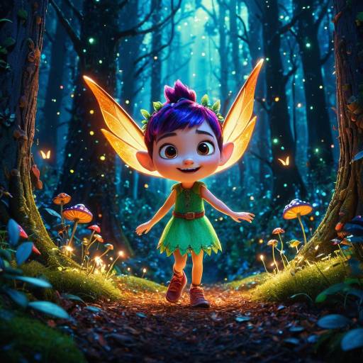 Energetic Pixar-Style Pixie in Enchanted Forest