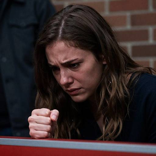 Intense Close-Up of a Distressed Woman