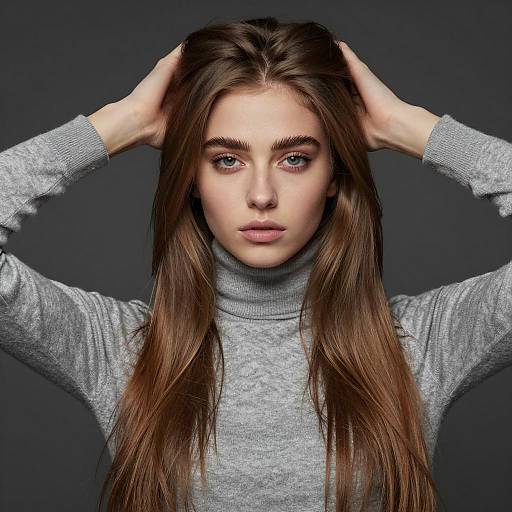 Young Woman in Gray Turtleneck Photo