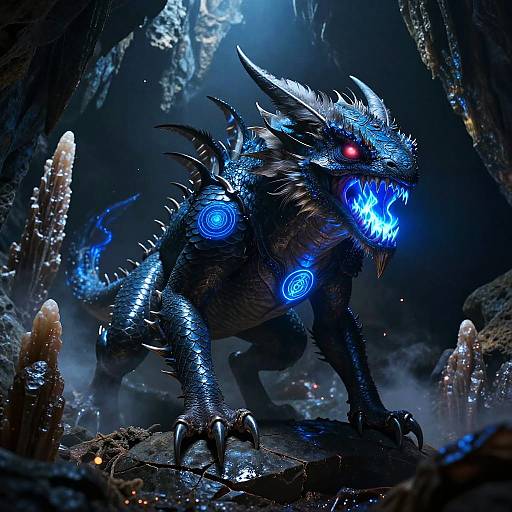 Cerulean Chimera in Bioluminescent Caves