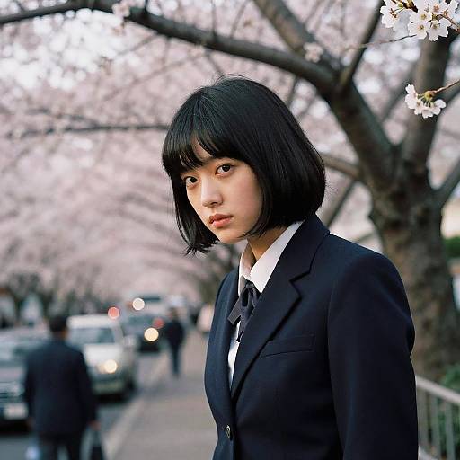 Cinematic Autumn Cherry Blossom Portrait