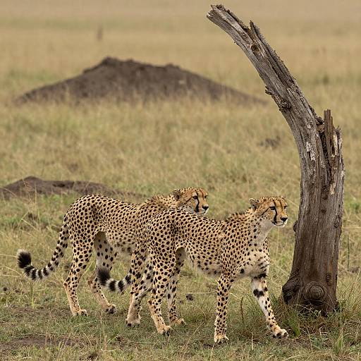 Cheetahs in Motion on Savanna Landscape