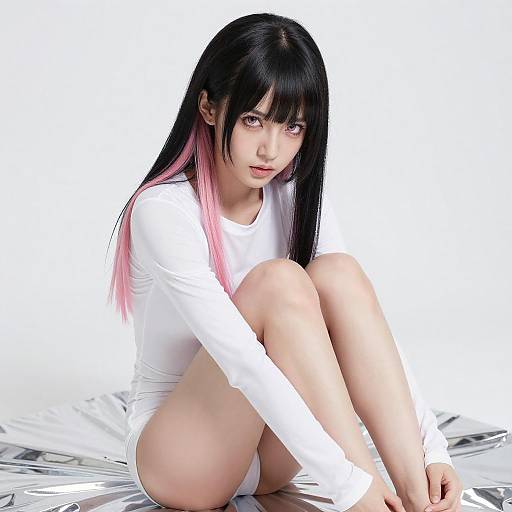 Anime Woman on Silver Surface