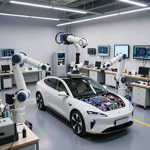 Futuristic AI Garage Workshop