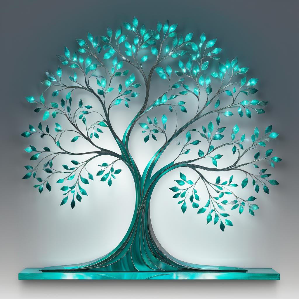 Ethereal Turquoise Tree Light Art