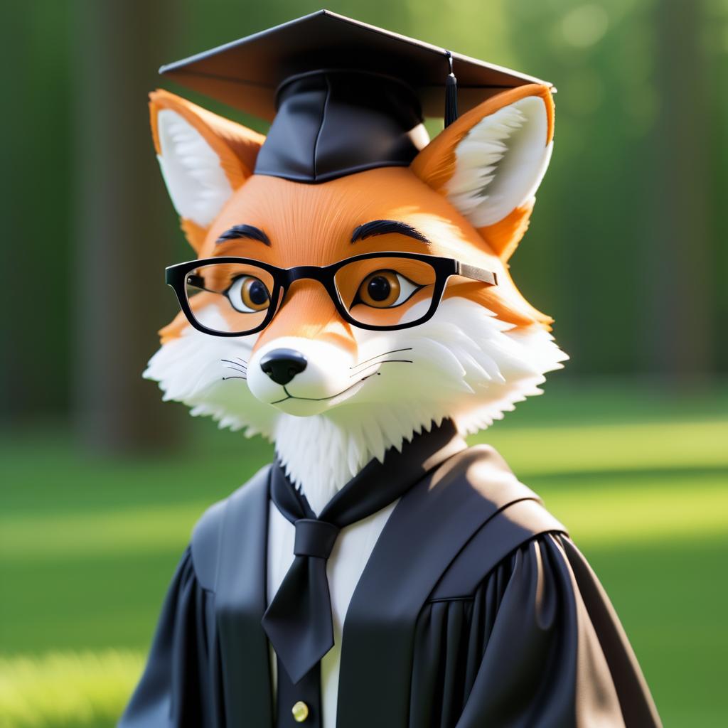 Scholar Fox: Animated Graduation Charm