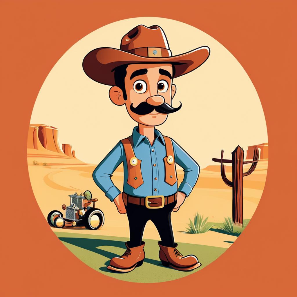 Whimsical Vintage Western Cartoon Design