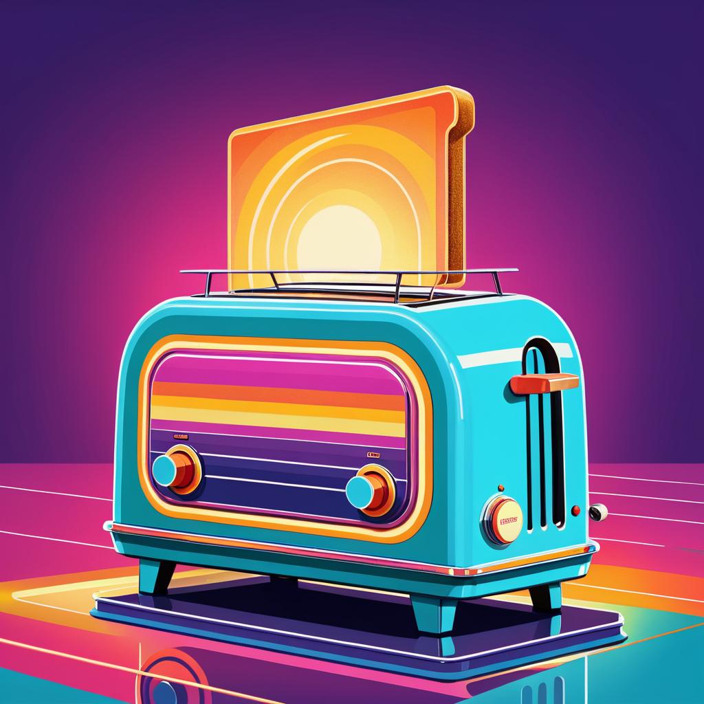 Vibrant Retro Toaster Illustration Art