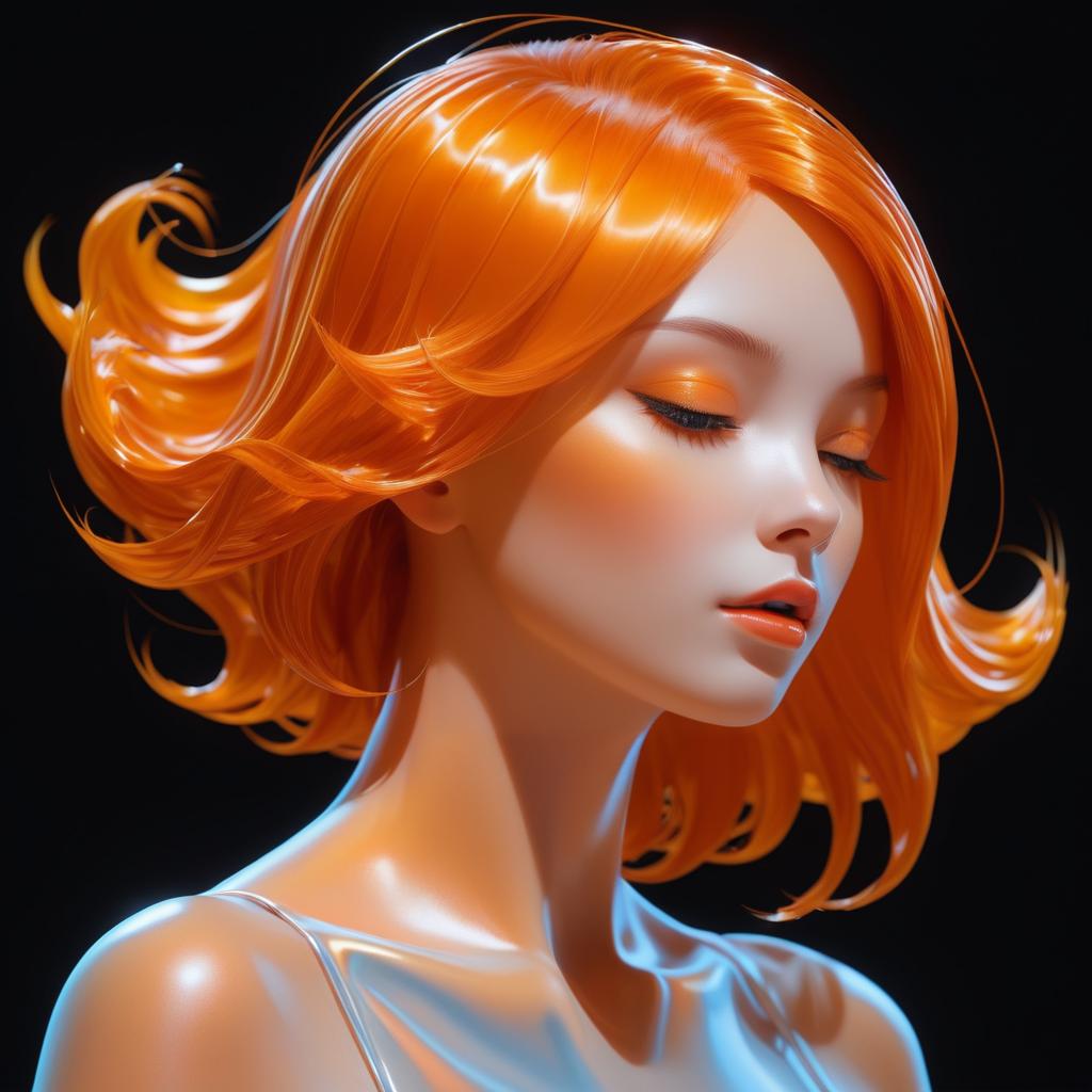 Ethereal Girl with Orange Hair Rendering