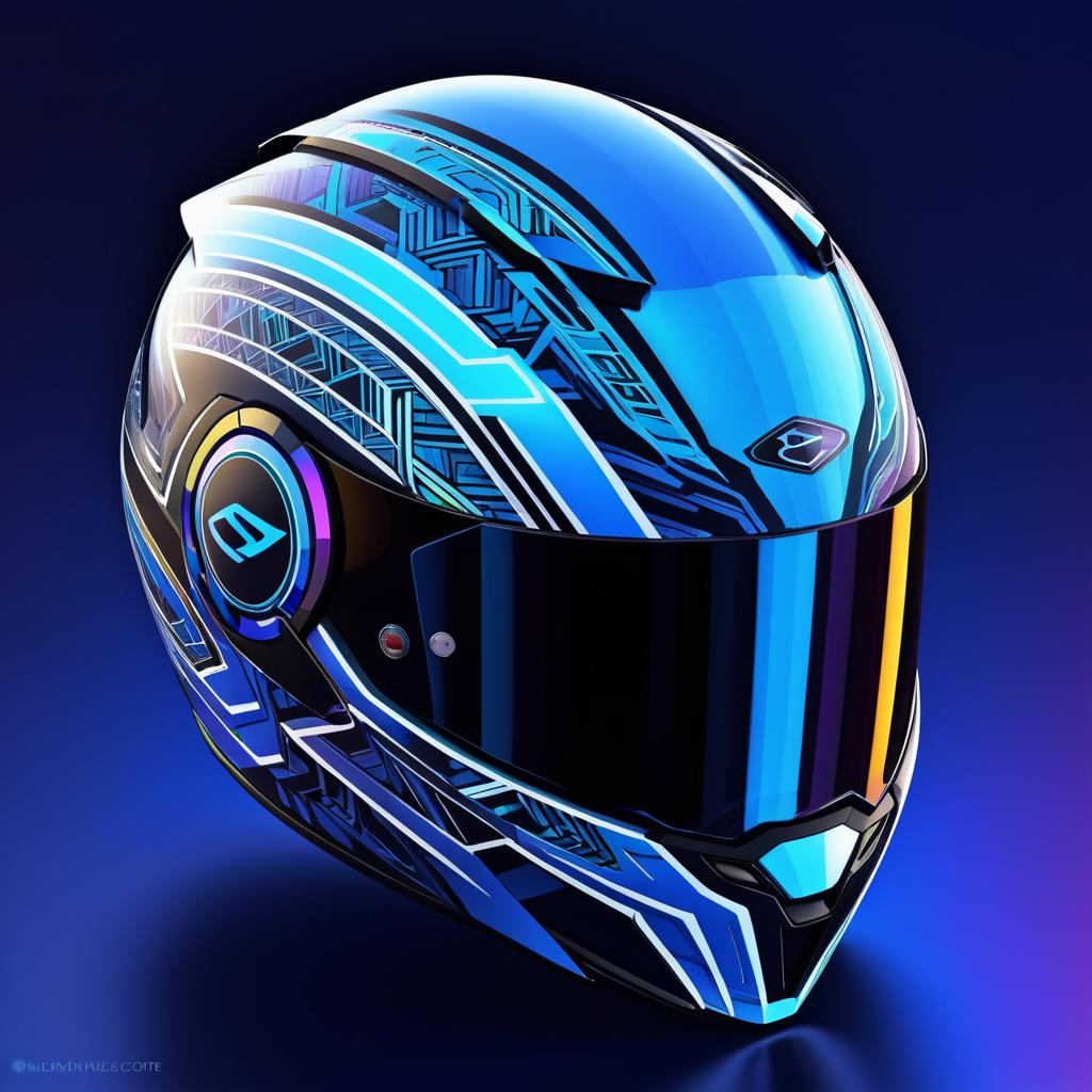 Futuristic Motorcycle Helmet with Tribal Patterns