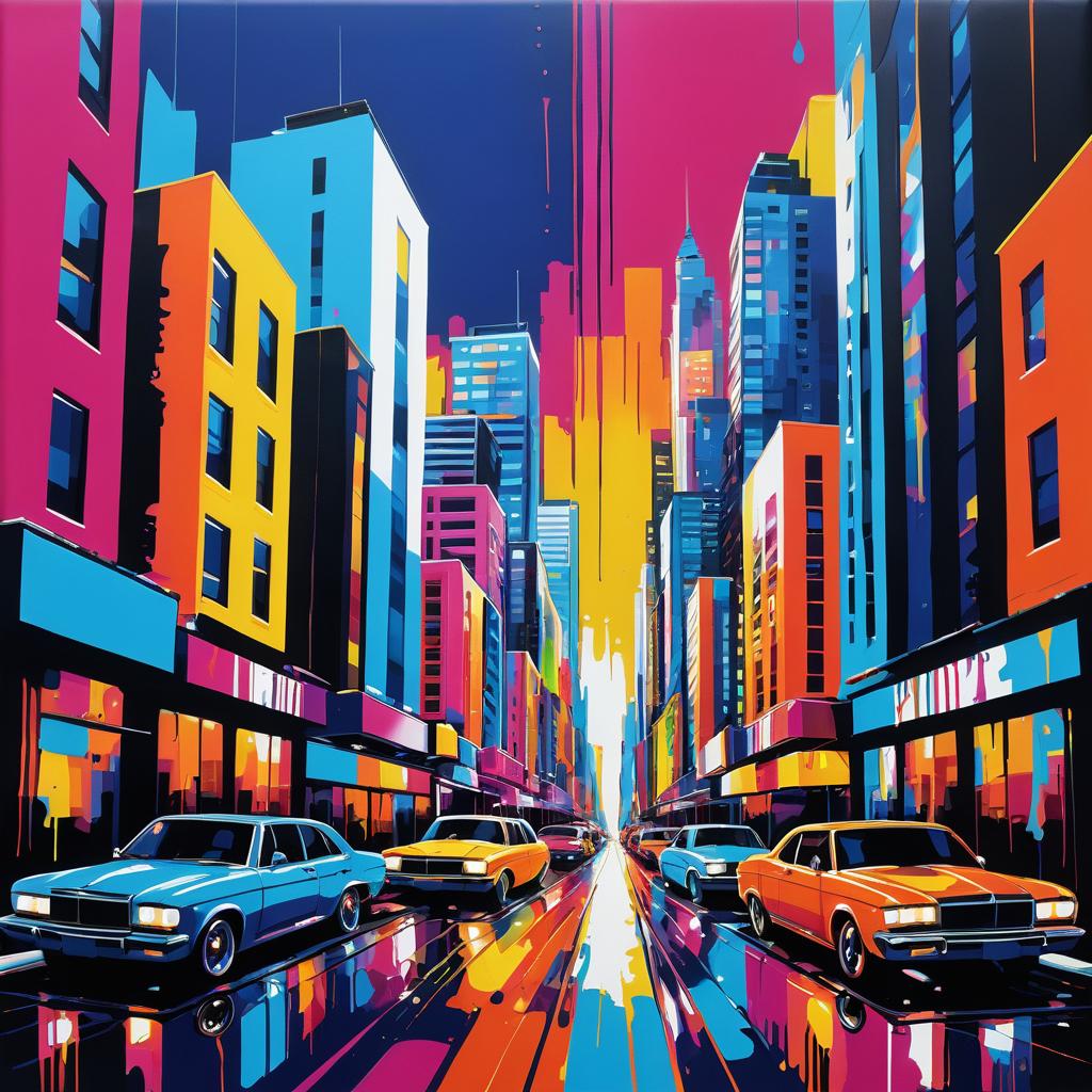 Vibrant Cityscape in Pop Art Style