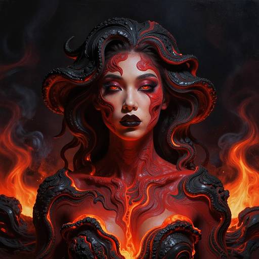 Surreal Woman with Lava Red Skin