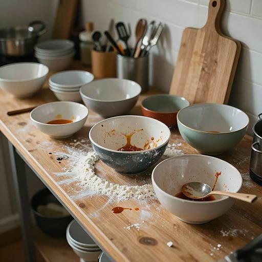 Messy Kitchen After Cooking Scene