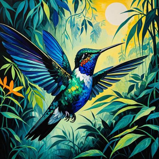 Expressive Fauvist Hummingbird Painting Expressive Fauvist Hummingbird Painting