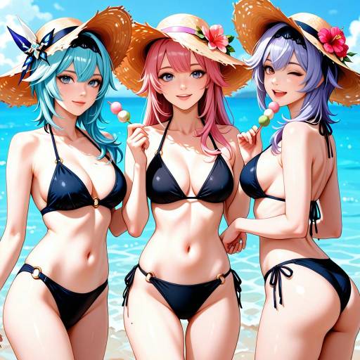 Festive Summer Swimsuit Group Portrait