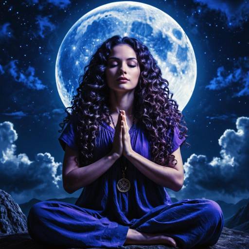 Mystical Woman Meditating Under Full Moon Mystical Woman Meditating Under Full Moon
