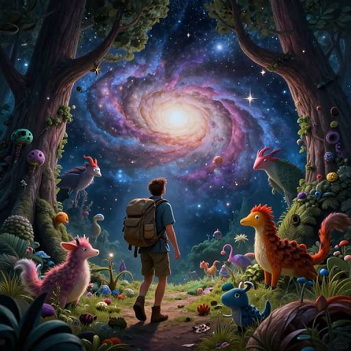 Explorer's Celestial Forest Odyssey