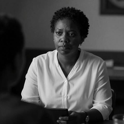 Dimly Lit Black-and-White Woman Portrait