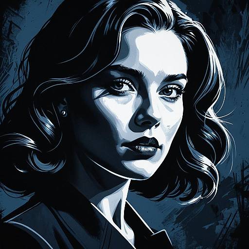 Neo-Noir Woman's Face Illustration