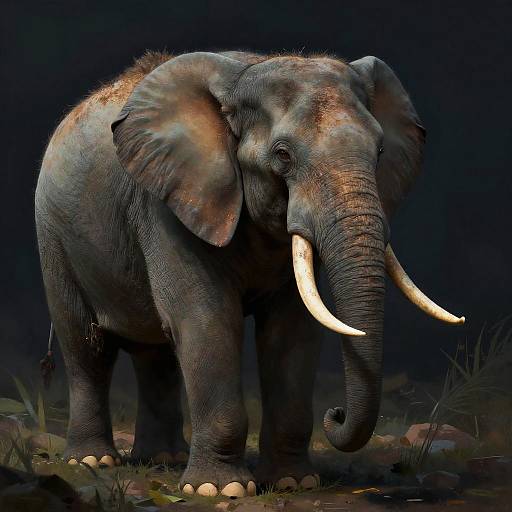 Contemplative Anthropomorphic Elephant Portrait