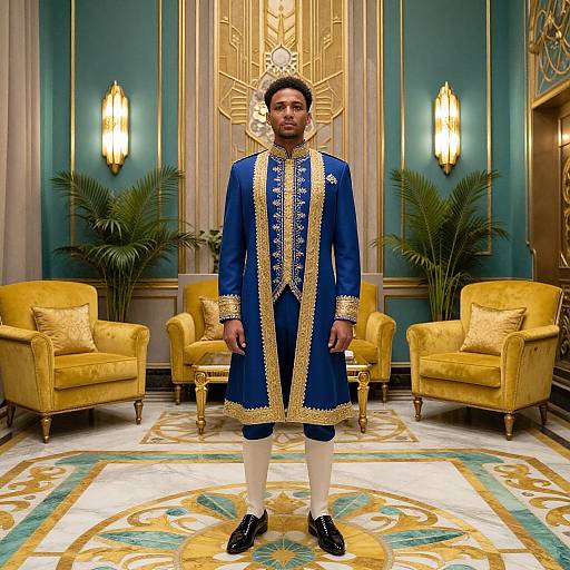 Regal Man in Art Deco Elegance