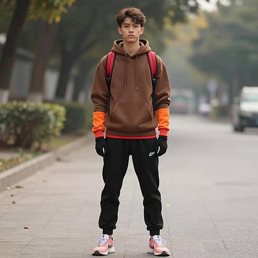 Young man in casual streetwear standing outdoors