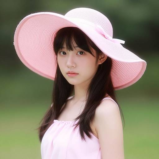 Girl in Pink Dress and Hat