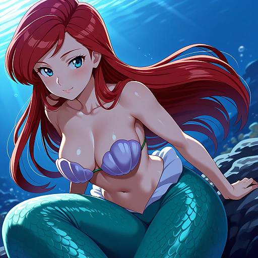 Illustration of Ariel (disney), the little mermaid in the style of Amazon (taitaitaira)