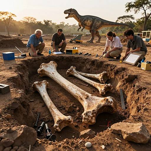Dinosaur Fossil Excavation at Dawn