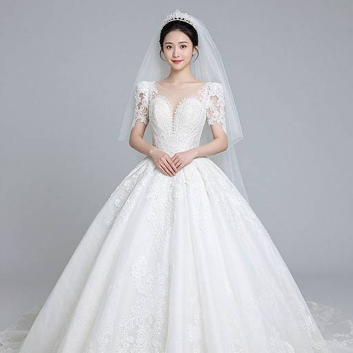Elegant Princess Sleeve Wedding Dress