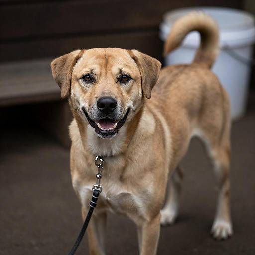 Expressive Tan Dog Portrait on Dirt