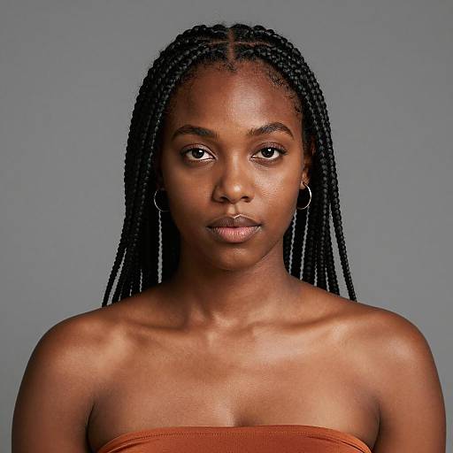 Portrait of Young Black Woman with Box Braids