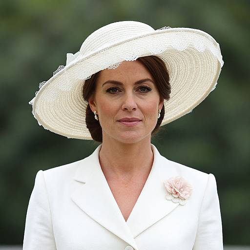 Elegant Woman in Cream Hat at Royal Ascot
