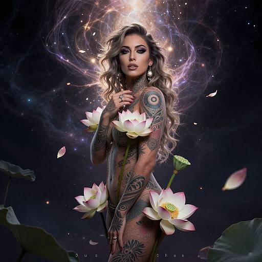 Mystical Woman in Cosmic Landscape